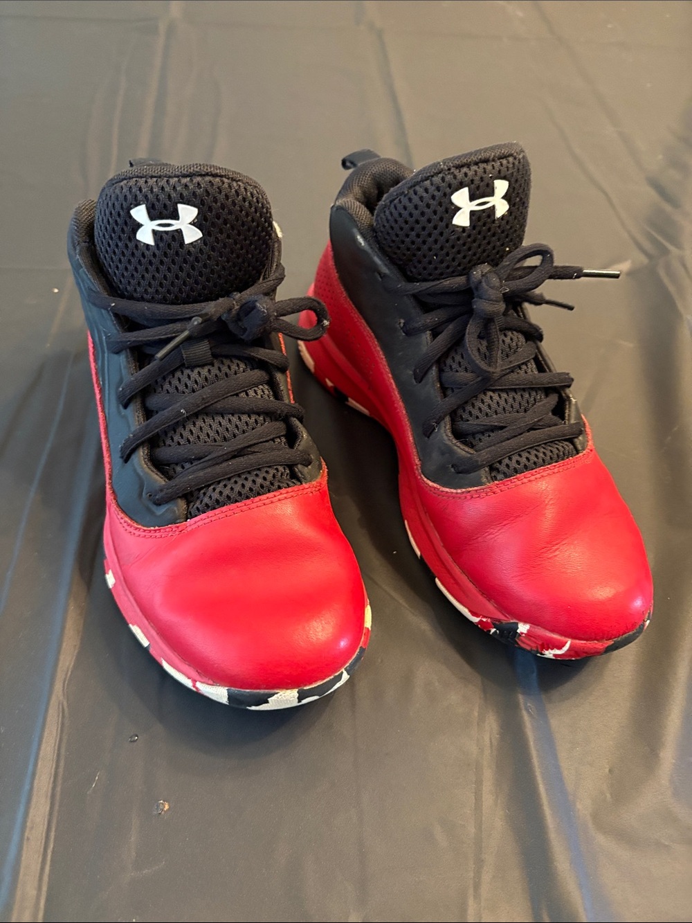 Under Armour Kids Red and Black High-Top Sneakers